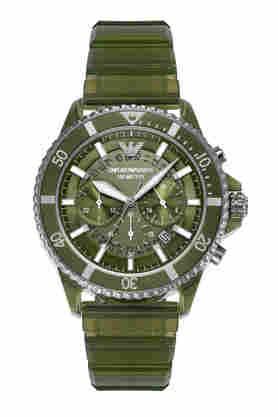 Buy EMPORIO ARMANI Quartz 44 mm Olive Dial Rubber Chronograph