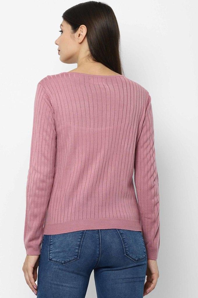 Buy ALLEN SOLLY Pink Womens Regular Fit Solid Boat Neck Sweater