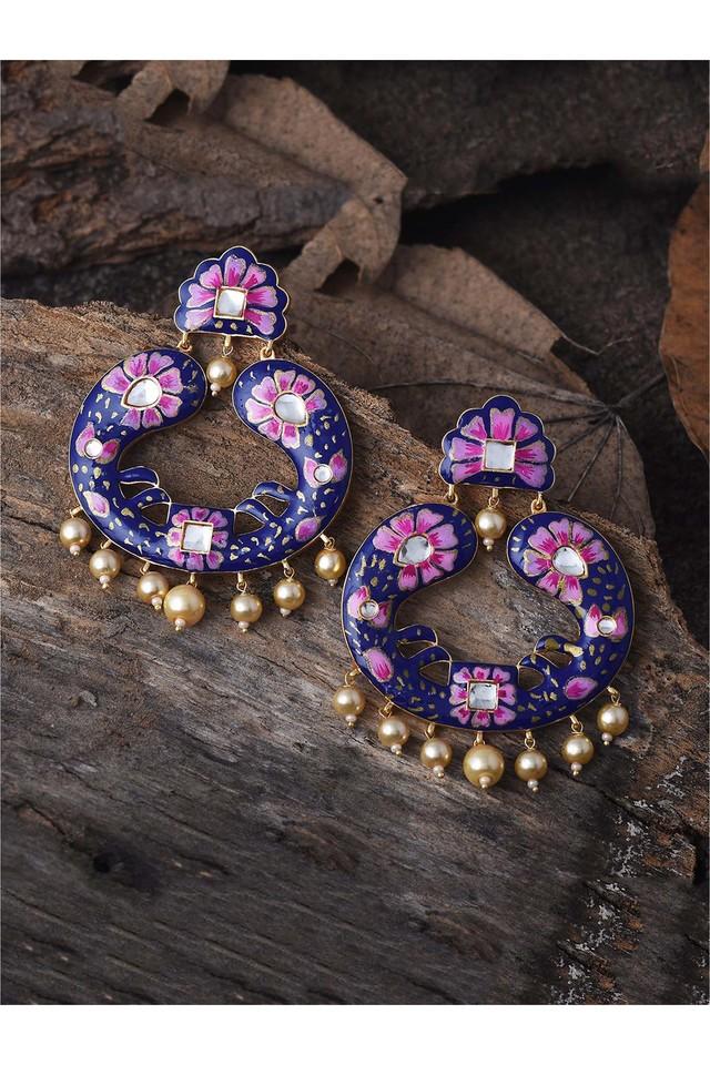 Blue Pink Big Afghani Earrings