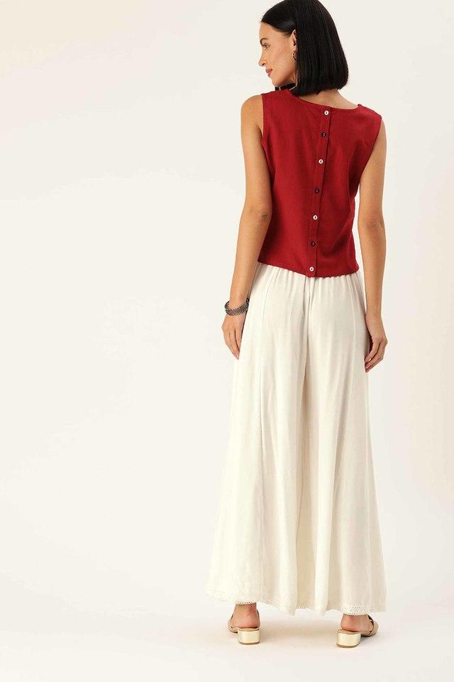 Red palazzo with white top sale