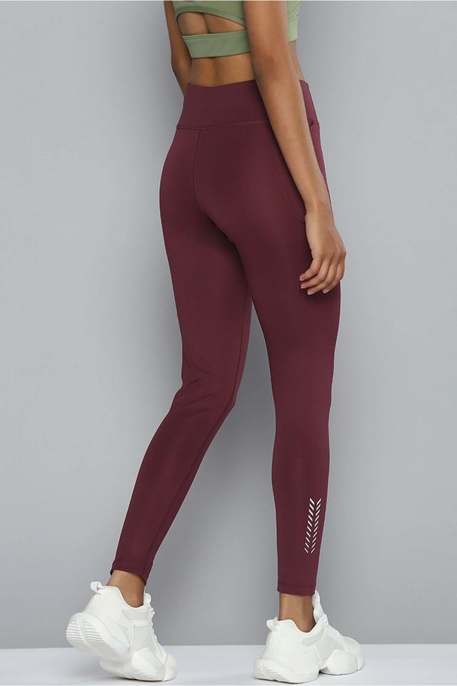 Buy ALCIS Burgundy Solid Polyester Slim Fit Womens Active Tights