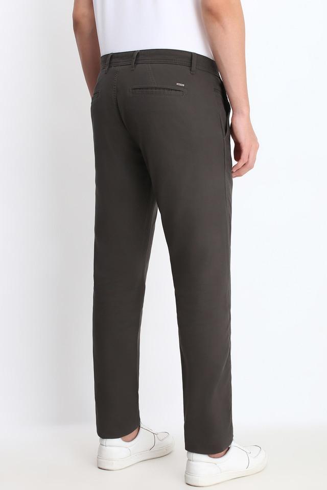 Buy ALLEN SOLLY Green Textured Blended Fabric Super Slim Fit Men s Casual Trousers Shoppers Stop