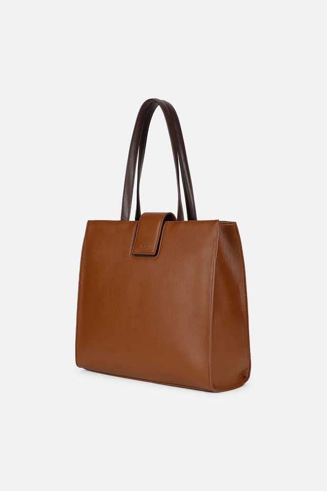 Buy IRTH Tan PU Zipper Closure Women s Laptop Bag Shoppers Stop