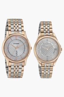 Titan couple 2024 watches rose gold