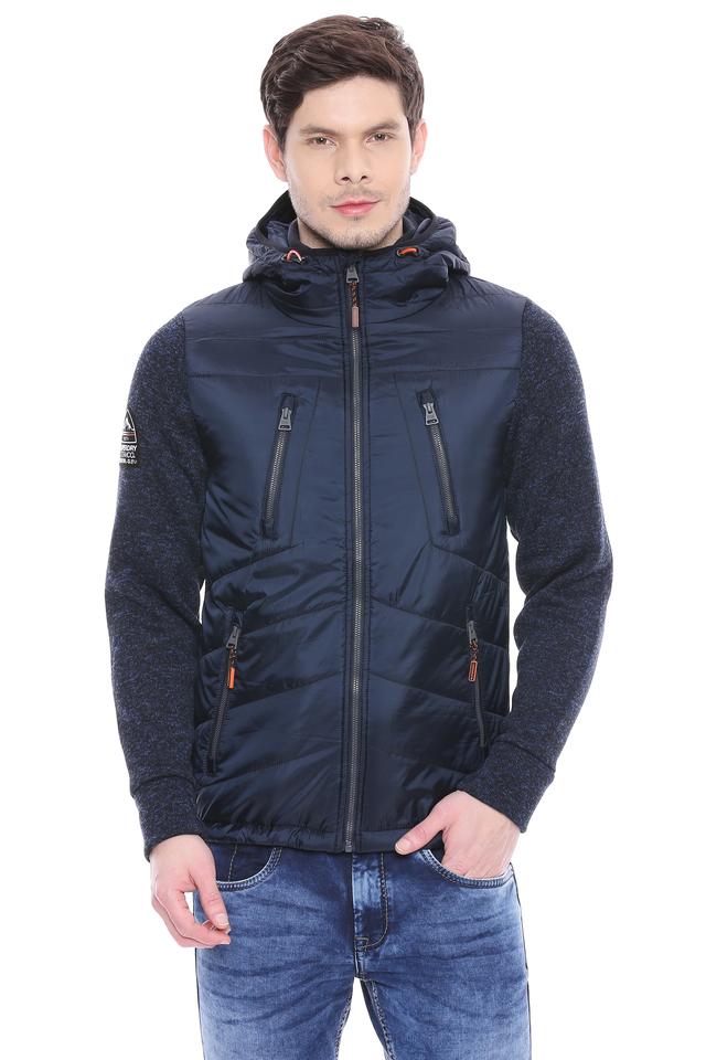 Buy SUPERDRY Navy Mens Hooded Neck Solid Quilted Jacket Shoppers Stop