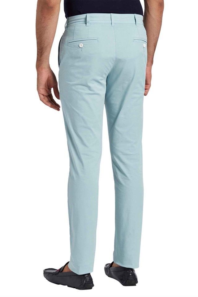 Buy Green Mid Rise Slim Fit Trousers for Men