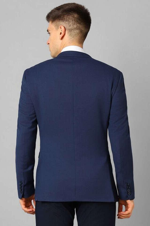 Louis Philippe Men Blue Slim Fit Textured Casual Blazer