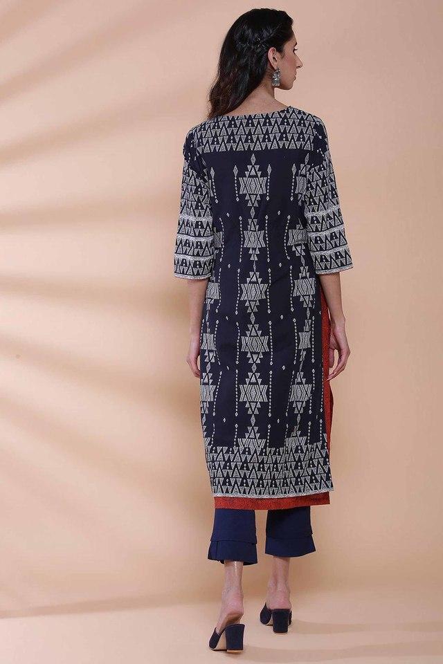 Beautiful black printed a line kurti - G3-WKU02514 | G3nxt.com