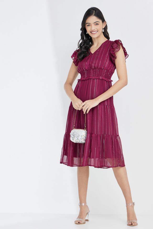 Plum knee outlet length dress