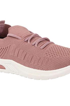 Buy SHOETOPIA Peach Synthetic Lace Up Girls Sneakers