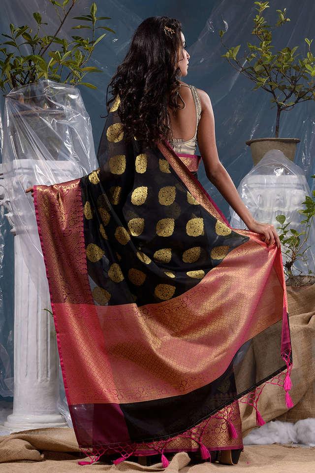 Buy Black Gold Banarasi Katan Silk Saree - House Of Elegance – House Of  Elegance - Style That Inspires