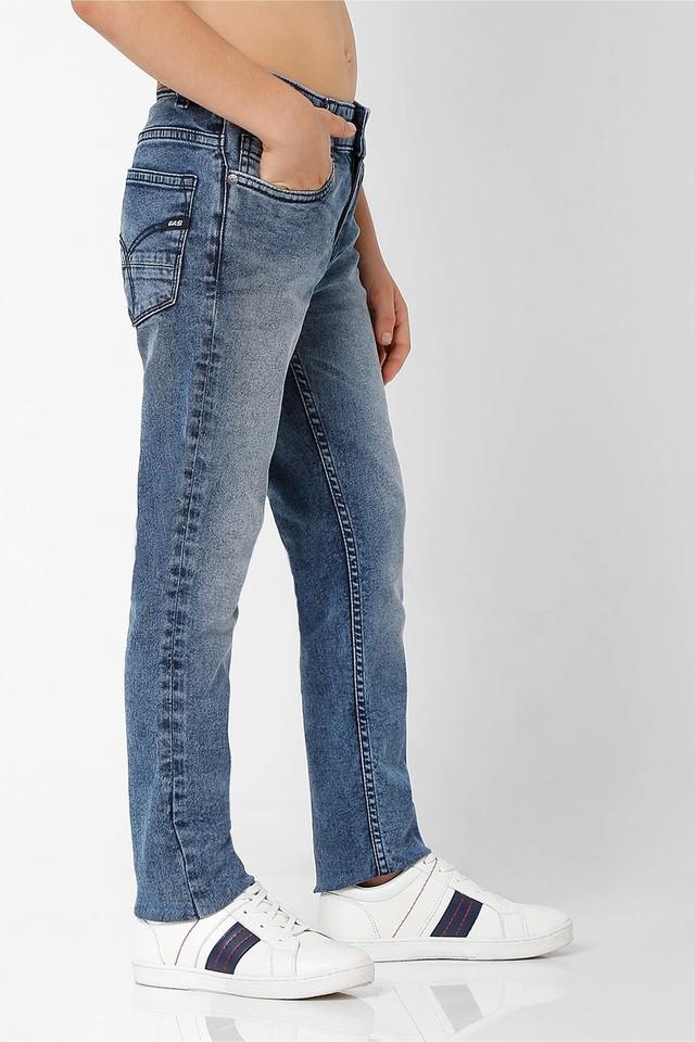 Solid Cotton Stretch Slim Fit Boys Jeans