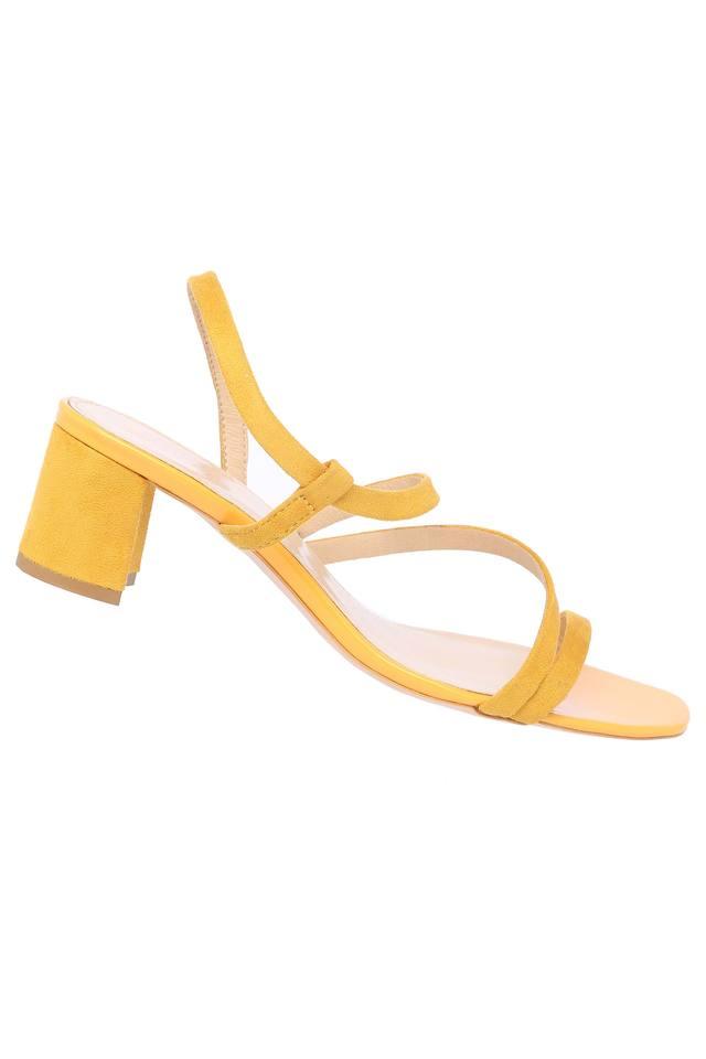 Buy Lemon & Pepper Yellow Block Heels Sandals Online