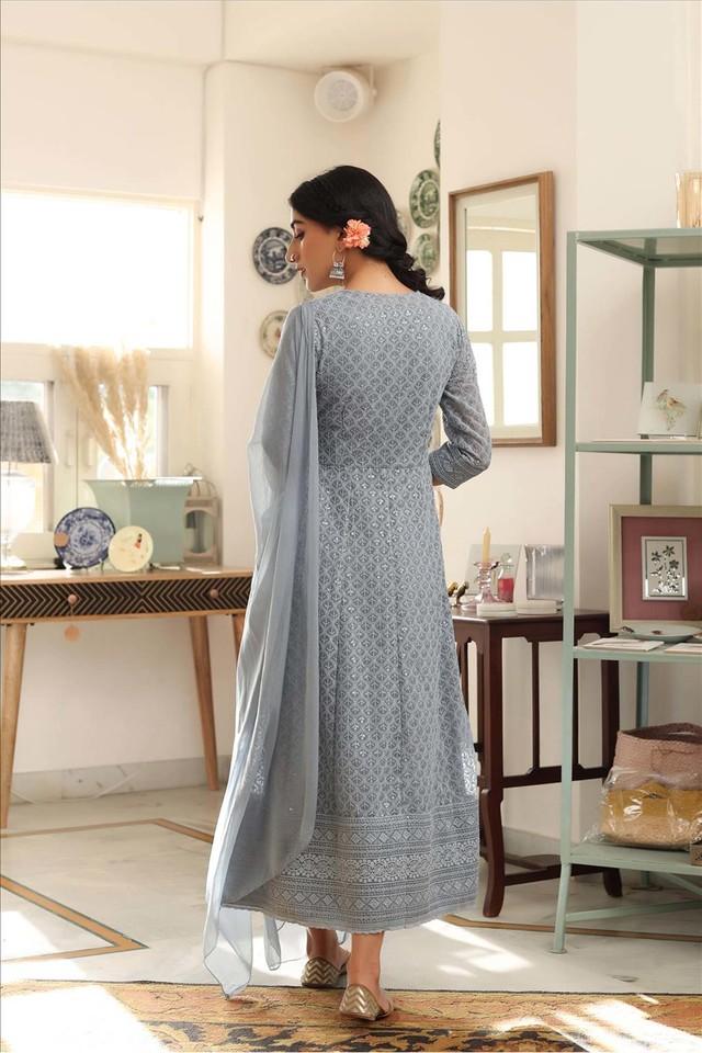 Grey ethnic dress sale