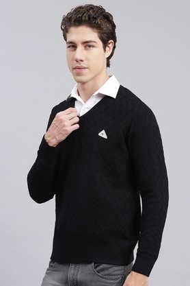 Solid Wool Blend V Neck Men s Sweater