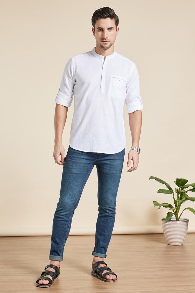 Buy BANDEYA Solid Cotton Men's Short Kurta Shoppers Stop