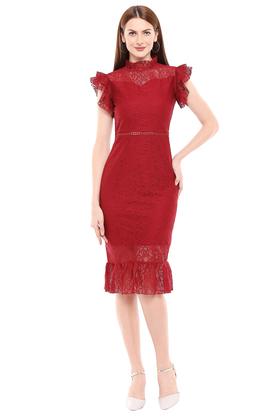 High neck outlet lace bodycon dress