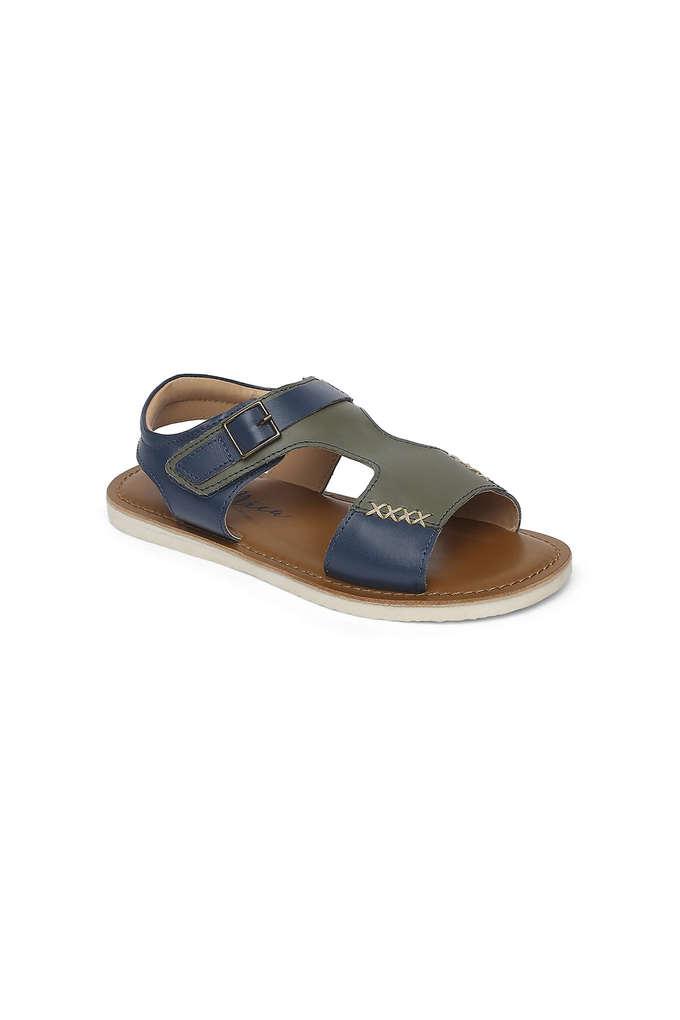 Buy ARIA NICA Olive Boys Leather Steve Olive Slip on Sandals