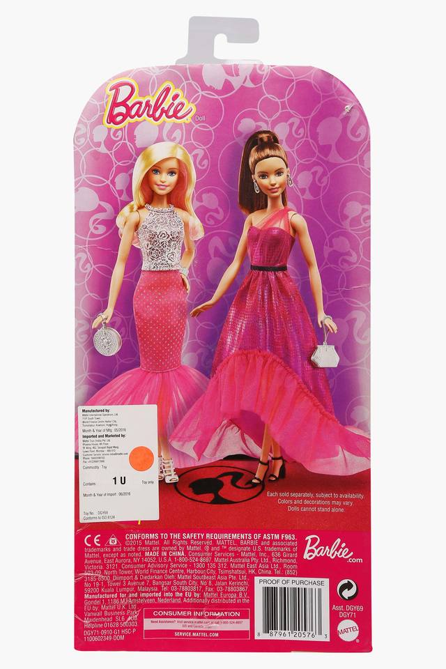 Barbie in pink store gown