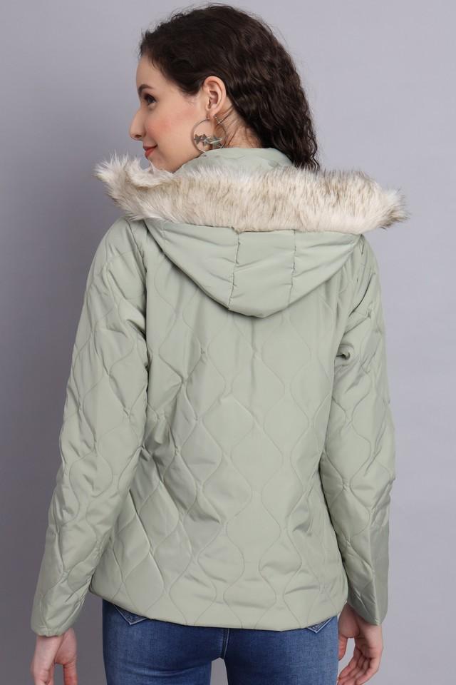 Buy ONER Mint Solid Hooded Polyester Women s Casual Wear Jacket Shoppers Stop
