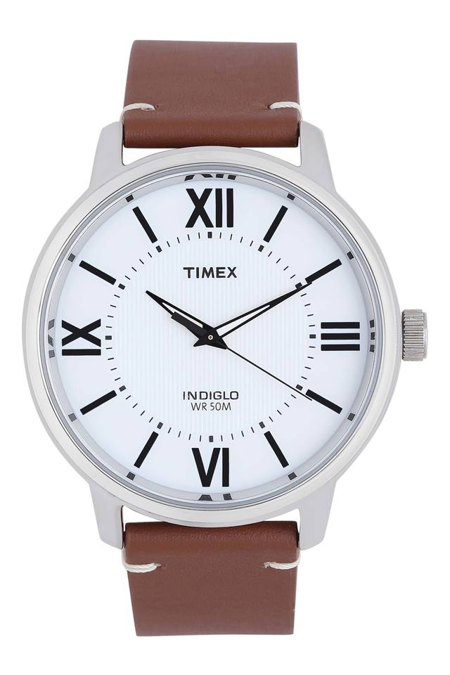 Buy TIMEX Mens Indiglo White Dial Leather Analogue Watch - TWEG18304 |  Shoppers Stop