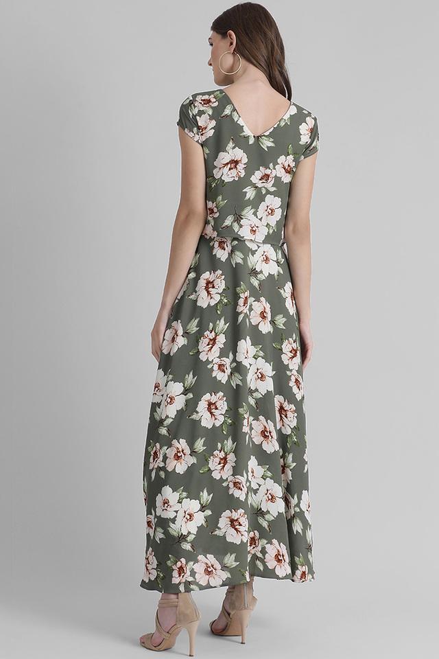 Round neck floral printed 2025 maxi dress