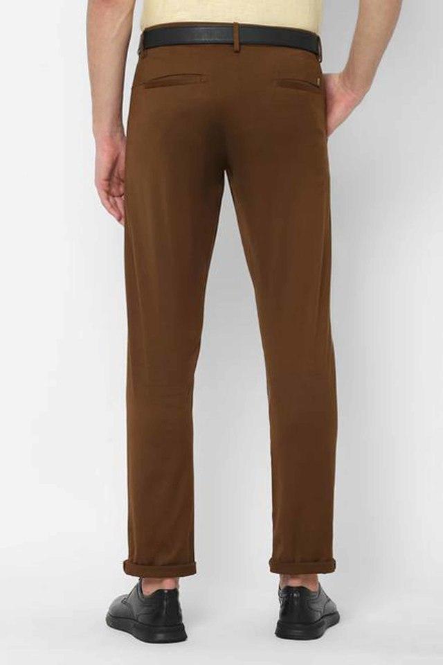 Buy Men Khaki Comfort Fit Solid Casual Trousers Online - 287031 | Allen  Solly