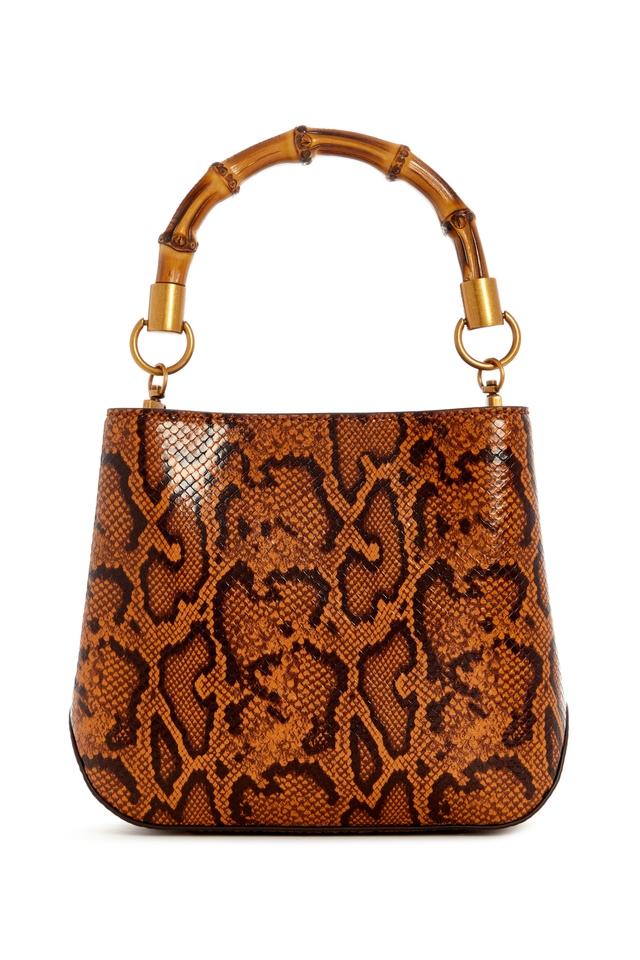 Buy GUESS Amber Zipper Closure PU Women s Eire Small Bucket Satchel Shoppers Stop