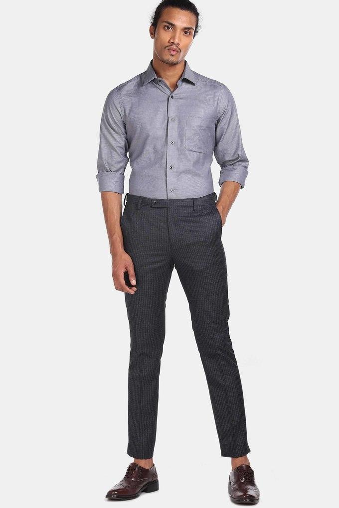 Grey shirt 2024 black trousers