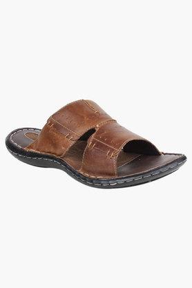 Leather slip discount on slippers mens