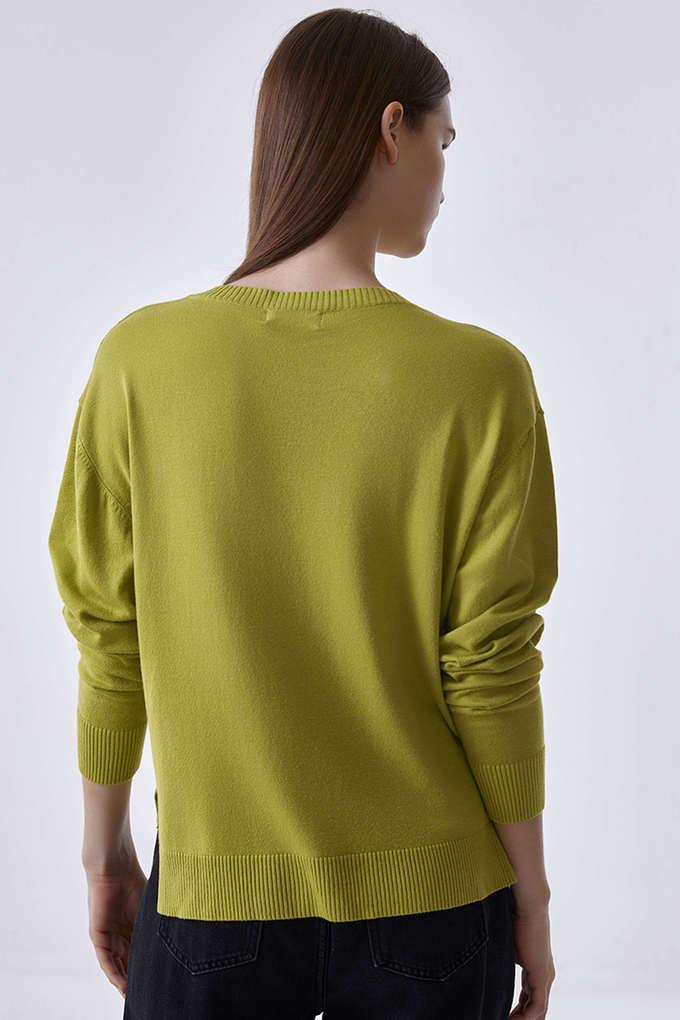 Lime green clearance v neck sweater