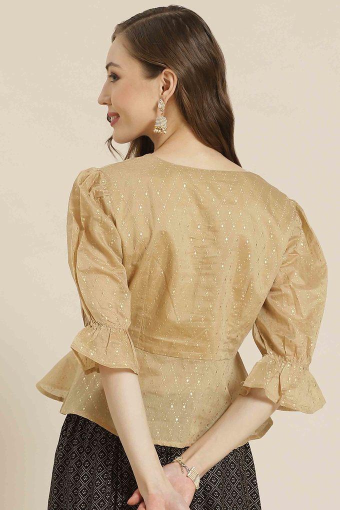 Buy JUNIPER Gold Mukaish Silk Blend Festive Women's Peplum Blouse