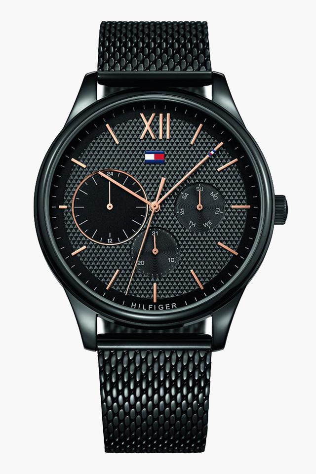 tommy hilfiger men black analogue watch