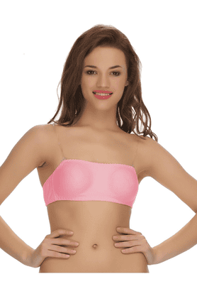 Buy CLOVIA Pink Women Tube Bra With Detachable Transparent Straps