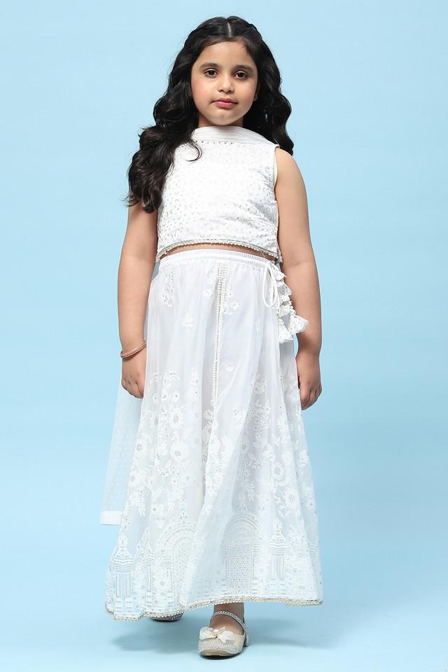 Buy BIBA GIRLS White Textured Cotton Girls Lehenga Choli Set Shoppers Stop