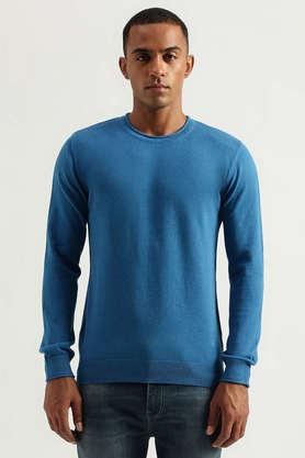 Buy UCB Solid Cotton Crew Neck Men s Sweater Shoppers Stop