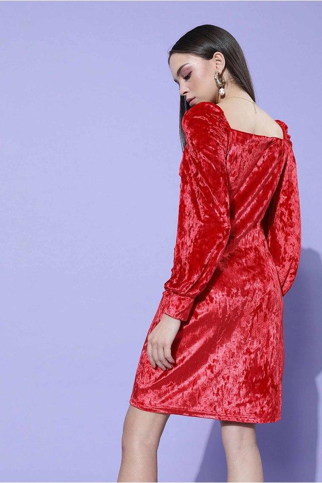 Red Velvet Ruffle Gown by Hutch for $50 | Rent the Runway