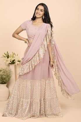 Ruffle skirt with attached dupatta sales