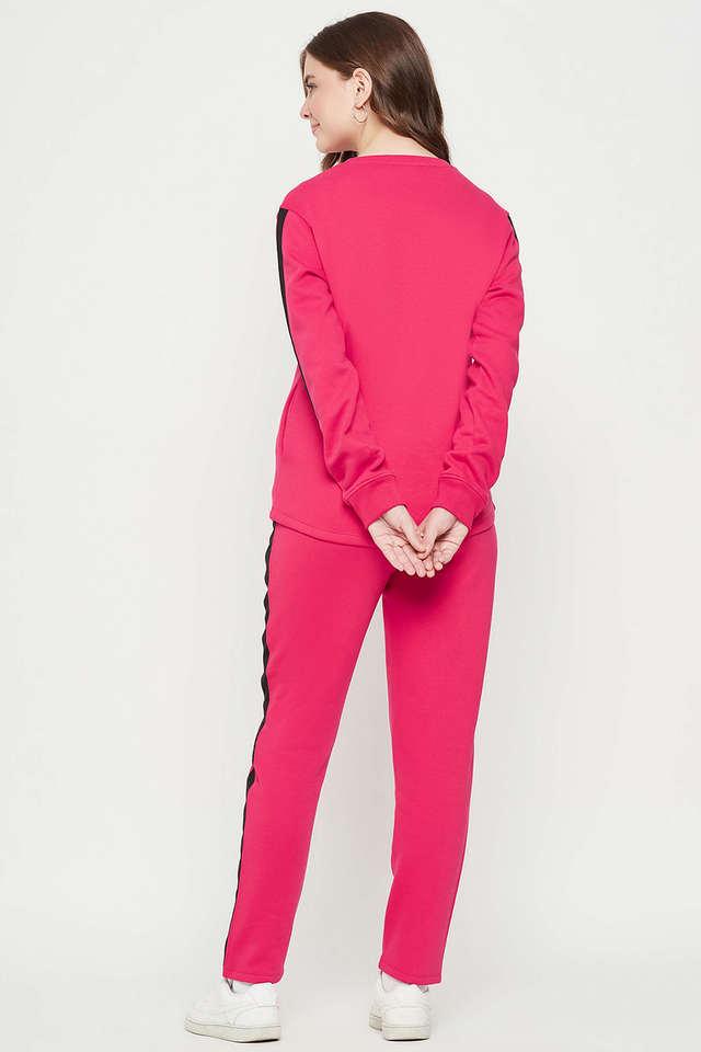 Buy EDRIO Pink Printed Polyester Regular Fit Women's Tracksuit