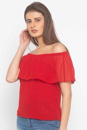 Womens red off the best sale shoulder top