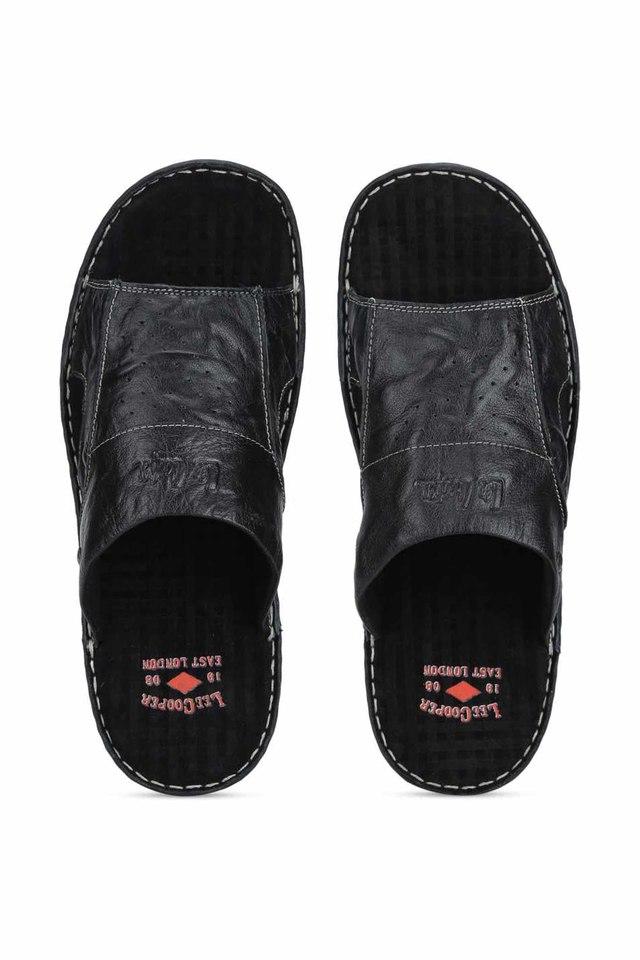 Buy LEE COOPER Black Leather Regular Slipon Mens Sandals Shoppers Stop