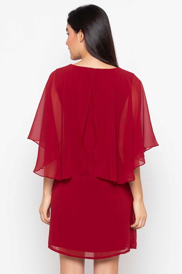 Maroon cape clearance dress