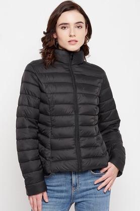 Buy MADAME Solid Polyester Blend Turtle Neck Women s Casual Jacket