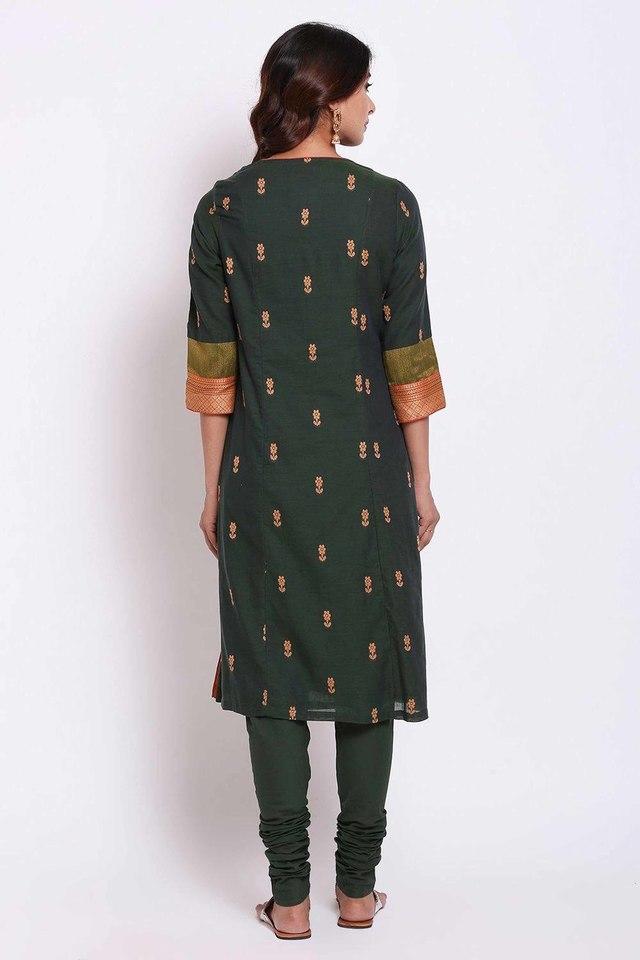 Get Solid Olive Green Boat Neck Kurta & Trouser Set at ₹ 1803 | LBB Shop