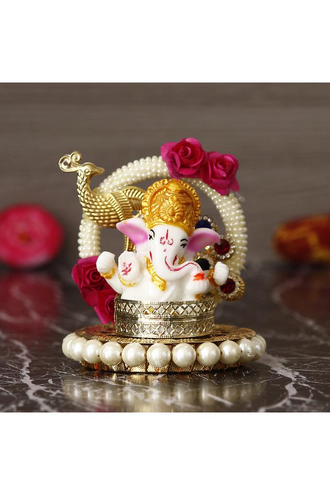 Buy ECRAFTINDIA Lord Ganesha Idol on Peacock Design Decorative Handcrafted  Singhasan for Home/Temple/Office/Car Dashboard