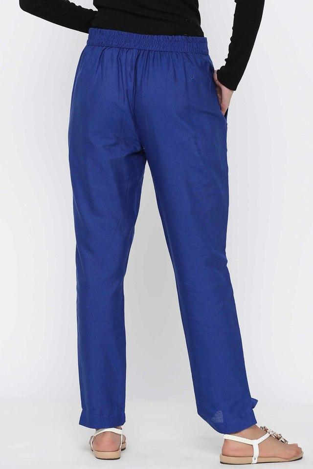 Buy Girls Solid Regular Cotton Blue Trackpants Online at 63% OFF