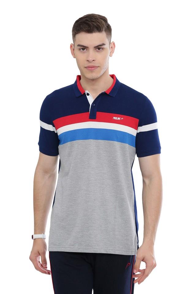 Mens Colour Block Polo T Shirt