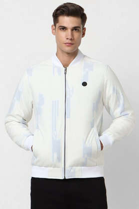 Buy VAN HEUSEN SPORT White Solid Cotton Regular Fit Men's Casual Jacket