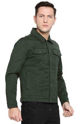 Jack & Jones Men Green Solid Denim Jacket