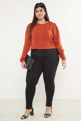 Buy Plus Size Solid Full Length Skinny Fit Treggings